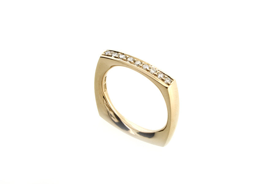 Square gold clearance ring with diamond