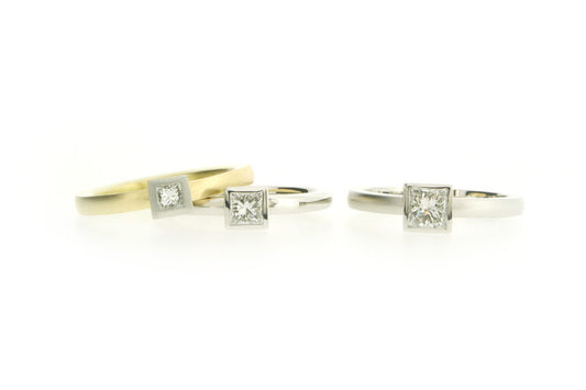 Princess Cut Diamond Platinum & 18ct Gold Engagement Rings