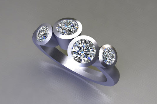 Four Stone Round Brilliant Cut Diamond Platinum Ring Design