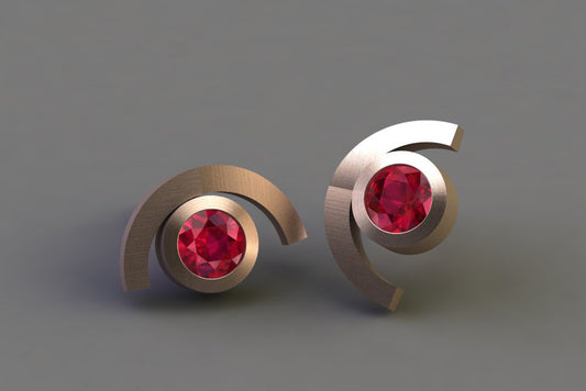 Ruby 18ct Red Gold Cup Design Ear Studs