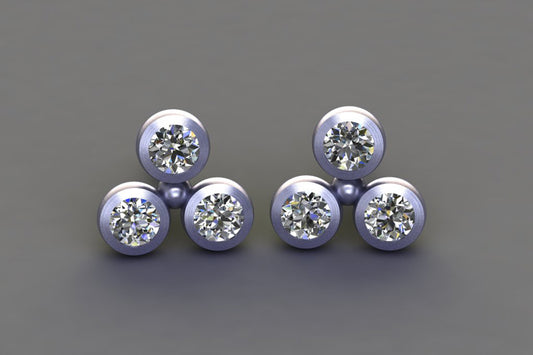 Diamond Platinum 3Round Ear Stud Design