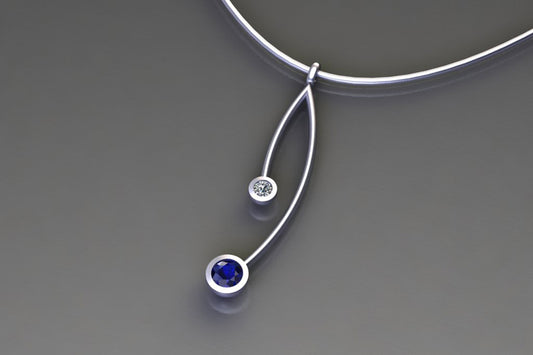 Sapphire & Diamond Platinum Branch Pendant Design