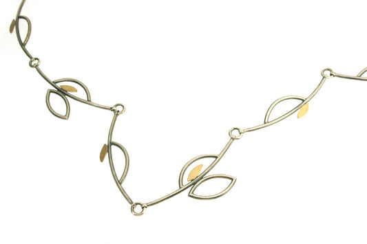 Frame Design Silver & 18ct Gold Necklace : 9 Link